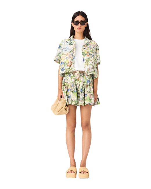 Maje Multicolor Patterned Cropped Shirt