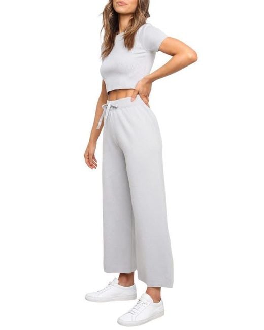 Petal & Pup Gray Ayers Crop Sweater & Wide Leg Pants Set