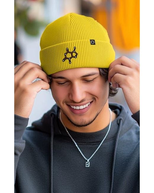 Alix Yellow Molecule Beanie for men