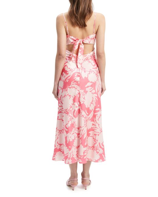 Bardot Pink Malinda Floral Tie Back Satin Midi Dress
