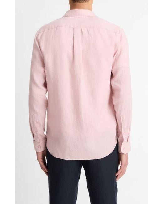Vince Pink Linen Button-Up Shirt for men