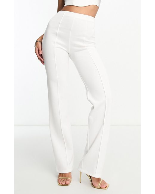 ASOS Straight Leg Scuba Knit Pants in White Lyst