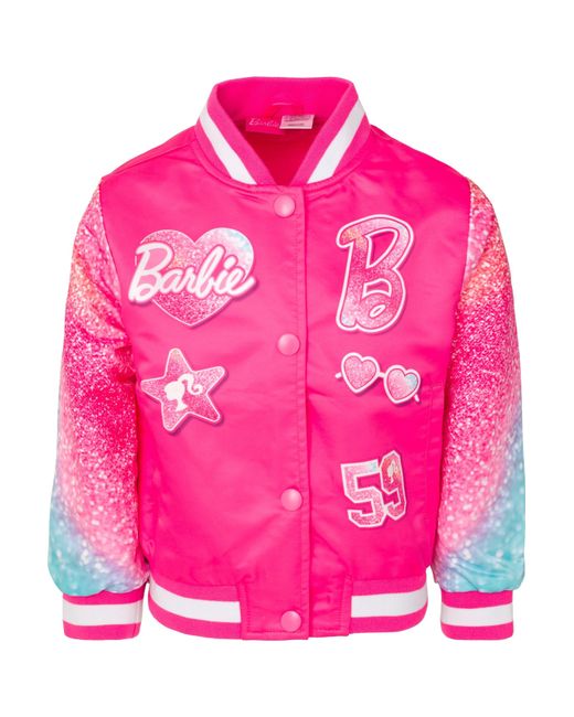 Barbie Pink Varsity Bomber Jacket