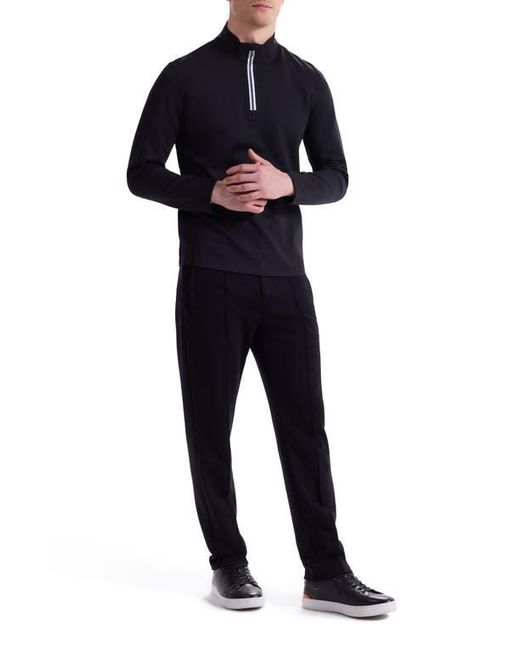 Bugatchi Blue Solid Quarter Zip Pullover for men