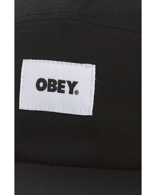 Obey Black Bold Label Five-panel Organic Cotton Hat for men
