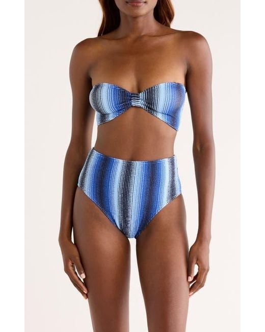 Lemlem Blue Stripe High Leg Bikini Bottoms