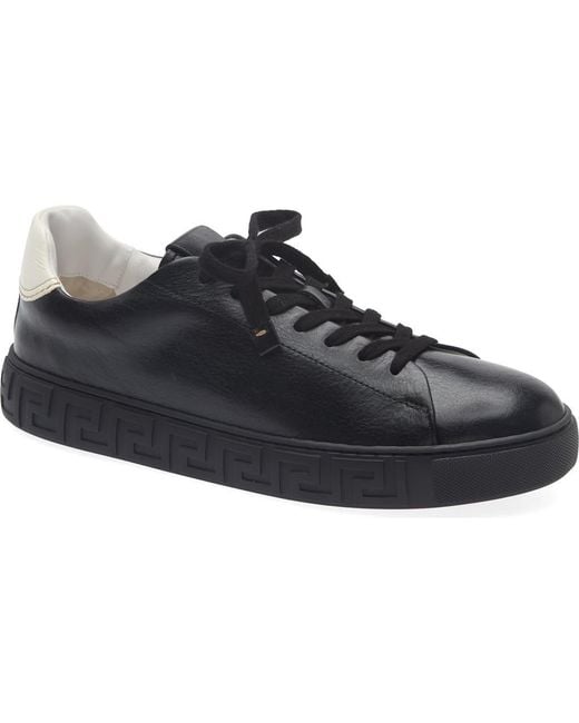 Versace Black Greca Leather Sneaker for men