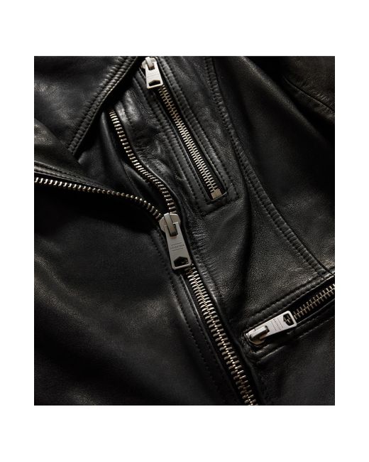 AllSaints Black Cargo Distressed Leather Biker Jacket