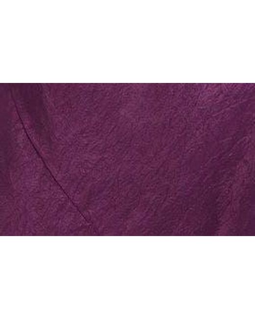 Acne Purple Daika Textured Satin Faux Wrap Midi Dress