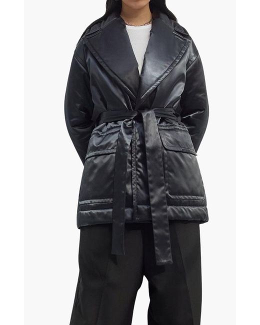 CAALO Black Satin Down Coat