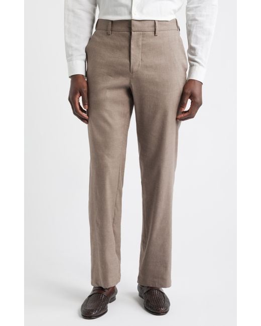 Nordstrom Natural Linen Blend Flat Front Pants for men