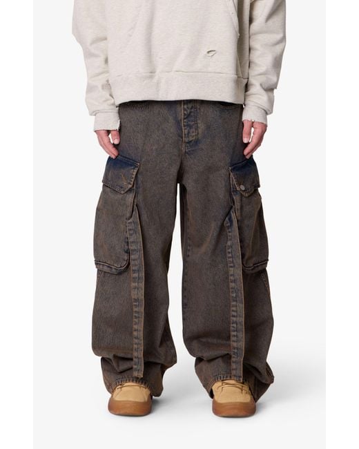 MNML Gray Washed Cargo Jeans for men