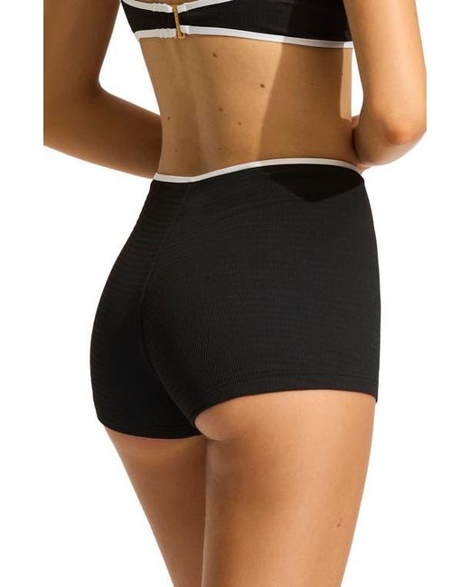 Seafolly Black Beach Bound Boyleg Swim Shorts