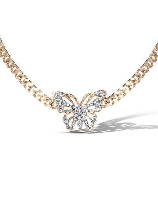 Jessica Simpson Metallic Butterfly Pendant Chain Necklace
