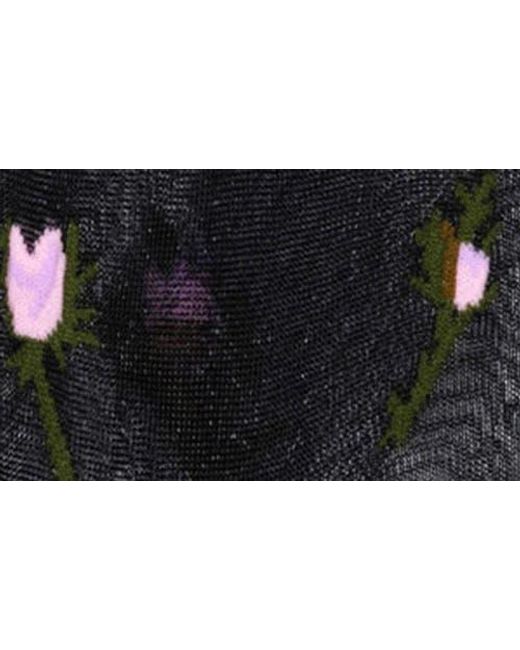 Hansel From Basel Black Rosebud Sheer Crew Socks
