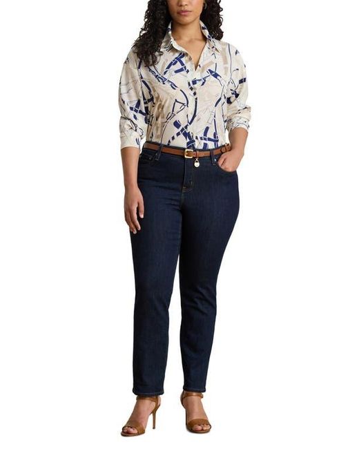 Ralph Lauren Black Belting Print Classic Fit Crepe Button-Up Shirt