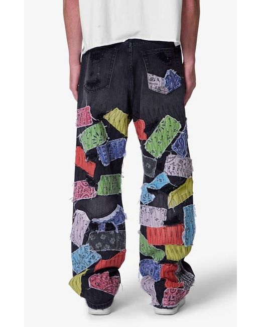 MNML Blue Bandana Patch Ultra Baggy Jeans for men