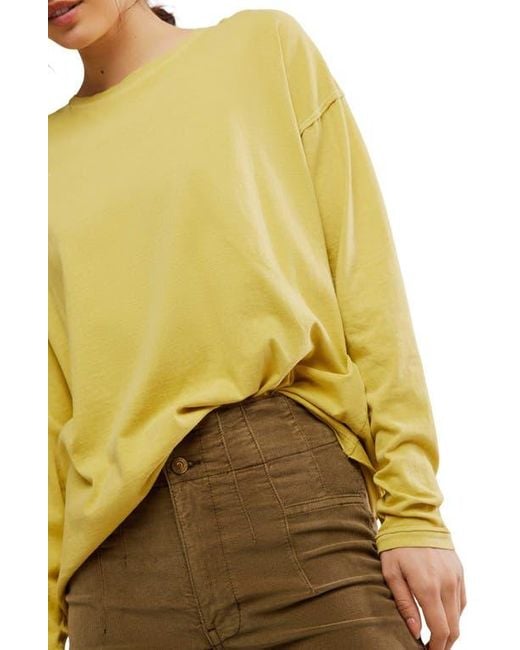 Free People Yellow Nina Long Sleeve T-Shirt
