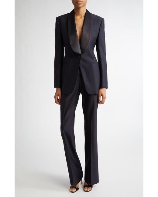 Max Mara Delfino Long Virgin Wool & Silk Flare Leg Trousers