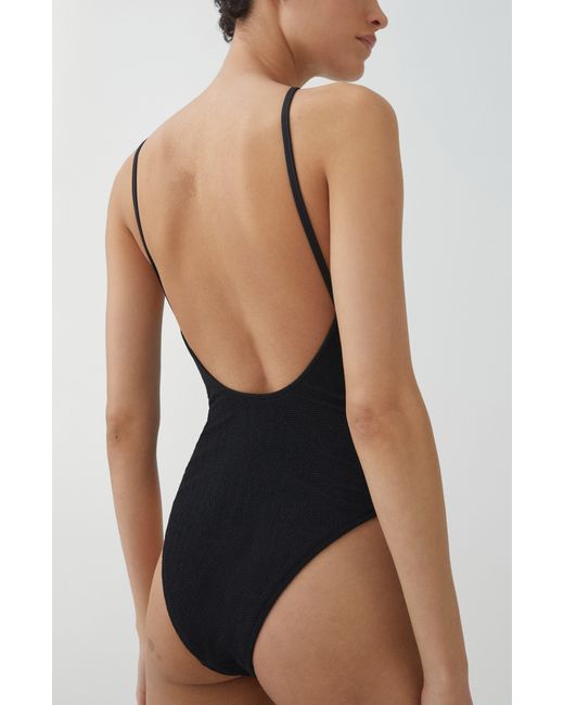 Mango Black Textured One-piece Swimsuit