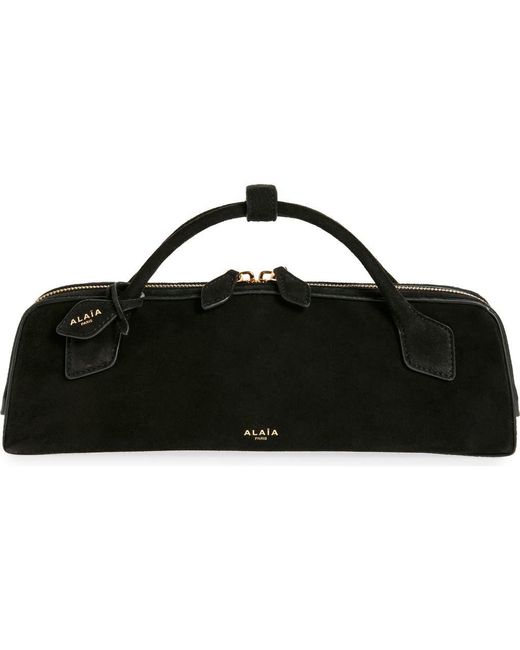 ALAIA★Teckel クラッチスエードハンドバッグ Alaïa Le Teckel Suede East/West Clutch in Black | Lyst