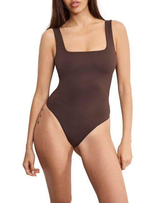 GOOD AMERICAN Blue Modern Tank Thong Bodysuit