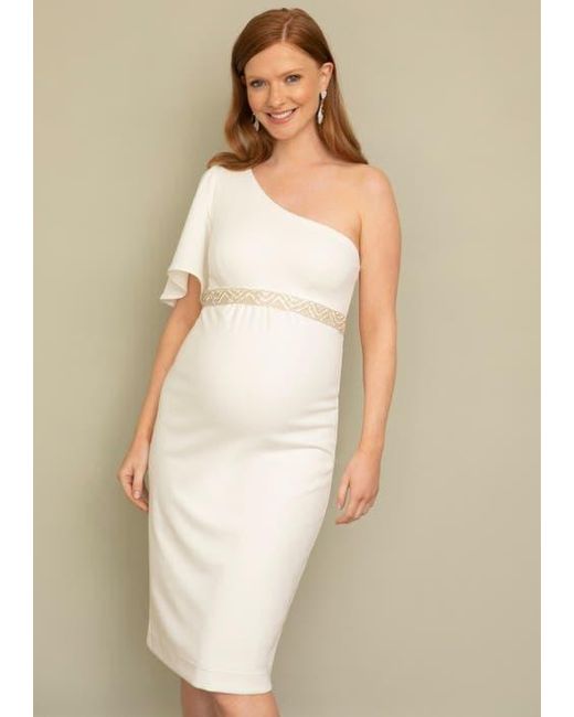 Tiffany Rose Maternity White Taylor One Shoulder Dress