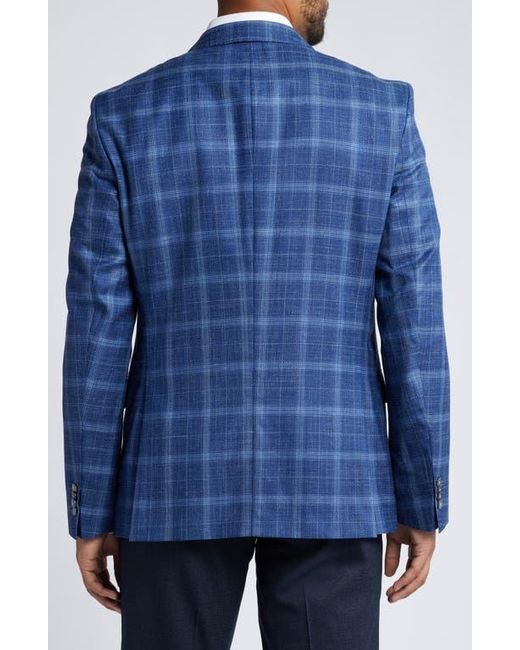 Boss Blue Hutson Slim Fit Plaid Wool & Silk Blend Sport Coat for men