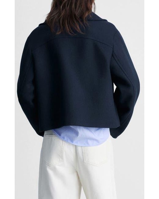 Mango Blue Wool Blend Crop Jacket