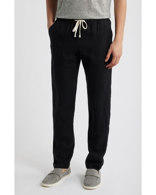 Alex Crane Black Bo Linen Drawstring Pants for men
