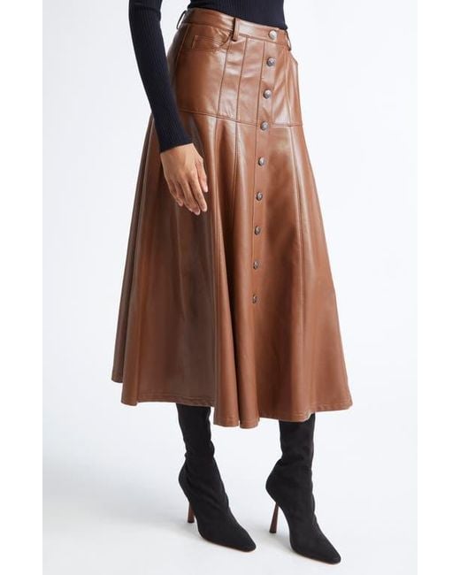 Cinq À Sept Brown Veena Faux Leather Skirt