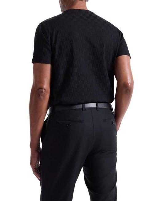 Bugatchi Black Geo Textured Cotton T-Shirt for men