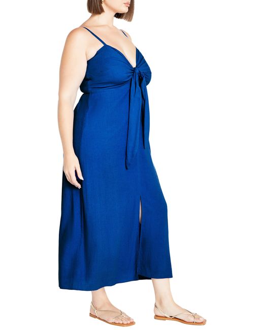 City Chic Blue Abbie Drape Midi Dress