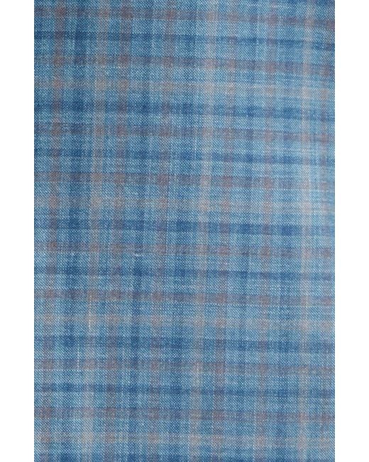Peter Millar Blue Check Wool & Silk Blend Sport Coat for men