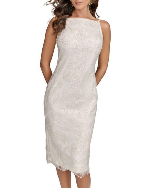 Donna Karan White Embellished Sheath Dress