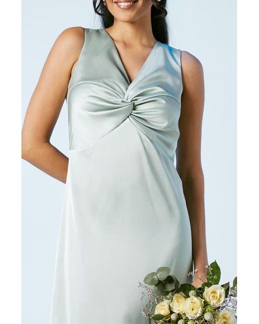 Oasis Blue Satin Bridesmaids Midi Dress