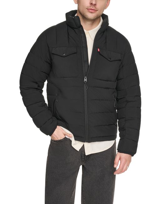 Levi's Black Stand Collar Puffer Jacket for men