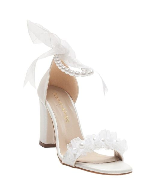 Forever & Always Shoes White Krystal Lace Bridal Sandals With Pearls