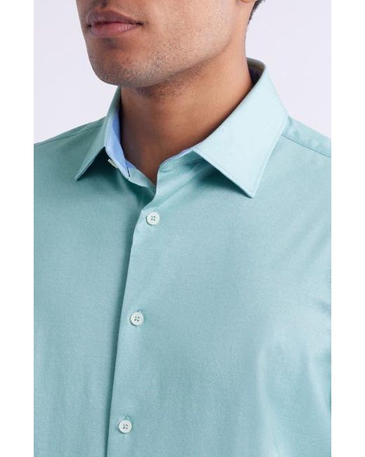 Bugatchi Blue Jimmy Ooohcotton Solid Button-Up Shirt for men