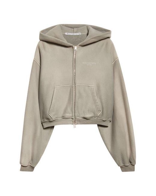 Alexander Wang Gray Oversize Crop Full Zip Hoodie
