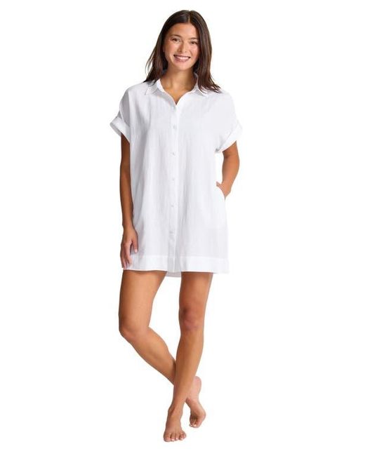 Tommy Bahama White Textured Cover-Up Shirtdress