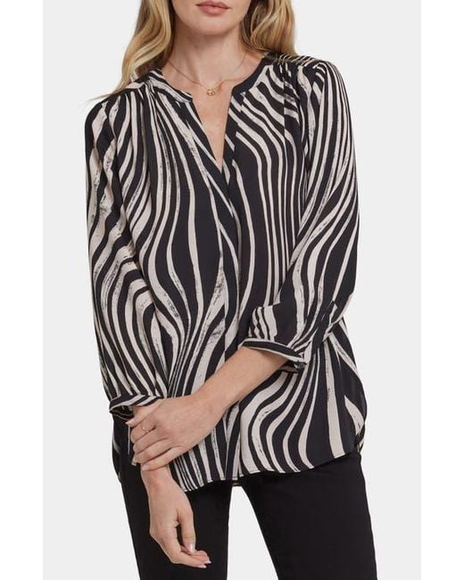 NYDJ Black Pintuck Top