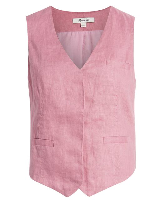 Madewell Pink Single Breasted Linen Vest