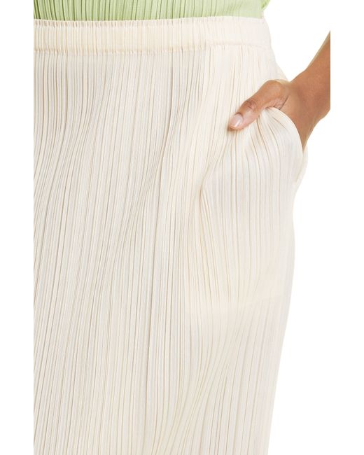 Pleats Please Issey Miyake Natural New Colorful Basics 3 Pleated Midi Skirt