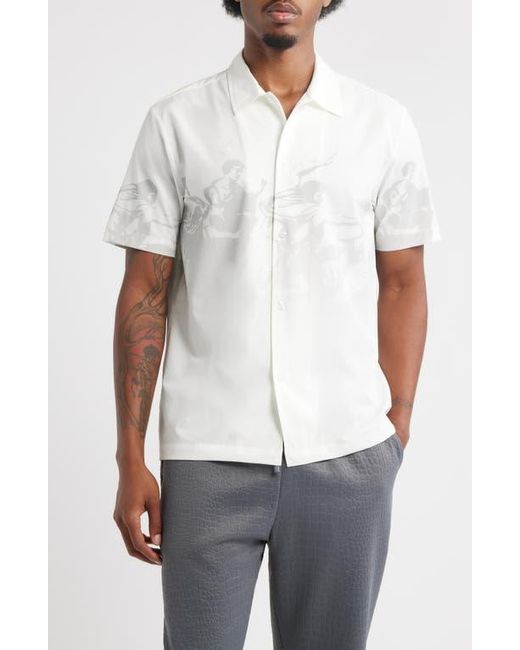 Saint Studio White Confidatevi Short Sleeve Button-Up Shirt for men