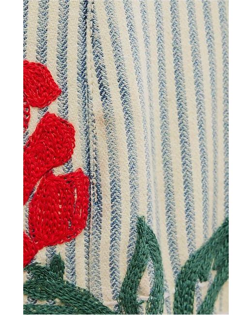 Free People Red Lost And Found High Waist Patch Detail Railroad Stripe Jeans