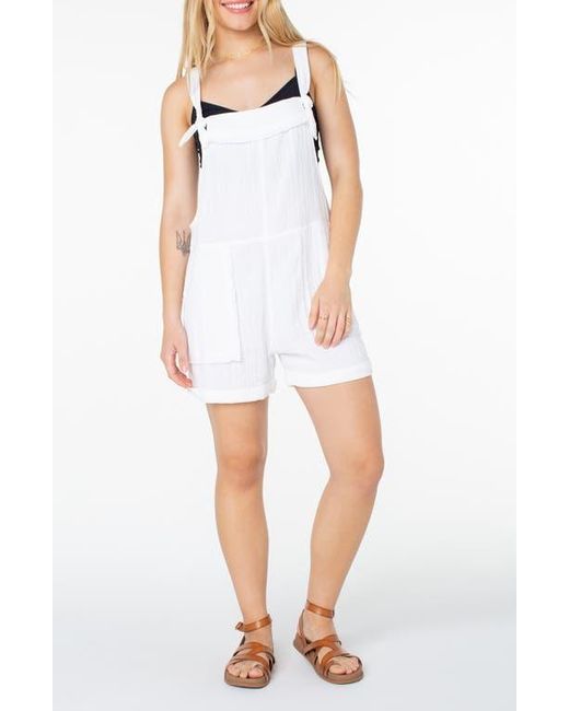 Roxy White Sundown Dive Cotton Gauze Short Overalls