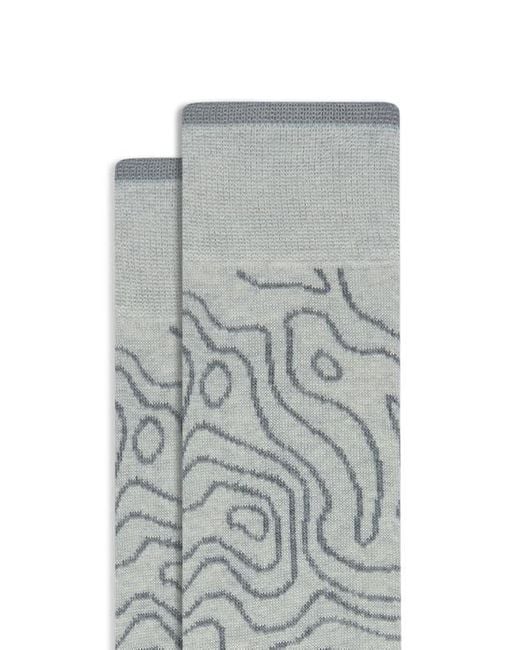 Bugatchi Gray Abstract Pattern Cotton Blend Dress Socks for men