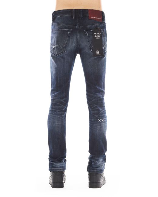 Cult Of Individuality Blue Punk Distressed Super Skinny Jeans for men