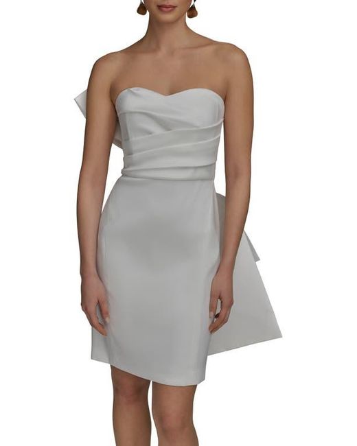 Donna Karan Strapless Bow Back Dress in Gray | Lyst